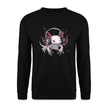 Axolotl Motif Tail Lurch Animal Lover Headphones - Unisex Sweatshirt - black - Front - Alina (178cm) & Michal (187cm)