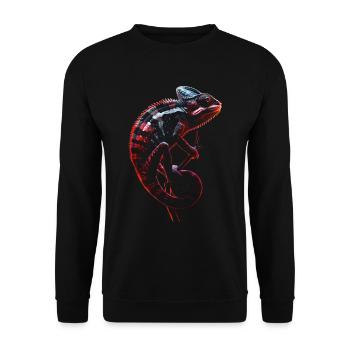 Chamäleon Motiv Tier Tierliebhaber Reptilien Echse - Unisex Pullover - Schwarz - Vorne - Alina (178cm) & Michal (187cm)