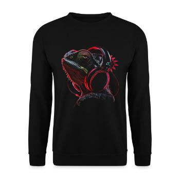 Chameleon Animal Animal Lover Headphones Reptiles - Unisex Sweatshirt - black - Front - Alina (178cm) & Michal (187cm)