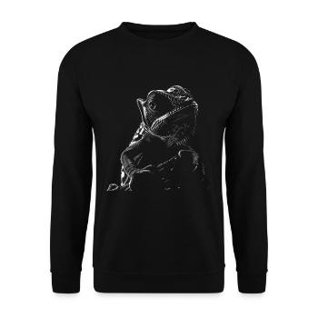 Chamäleon Motiv Tier Tierliebhaber Reptilien Echse - Unisex Pullover - Schwarz - Vorne - Alina (178cm) & Michal (187cm)