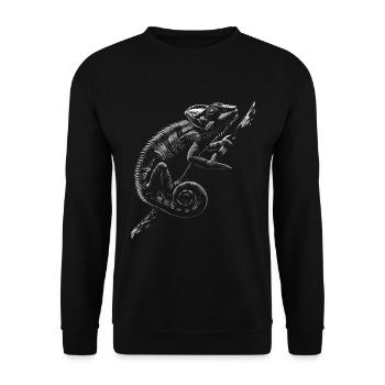 Chamäleon Motiv Tier Tierliebhaber Reptilien Echse - Unisex Pullover - Schwarz - Vorne - Alina (178cm) & Michal (187cm)