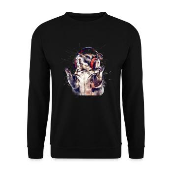 Chinchilla Motiv Tier Tierliebhaber Kopfhörer - Unisex Pullover - Schwarz - Vorne - Alina (178cm) & Michal (187cm)