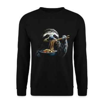 Funny Sloth Art Animal Sloth Ramen Noodle - Unisex Sweatshirt - black - Front - Alina (178cm) & Michal (187cm)