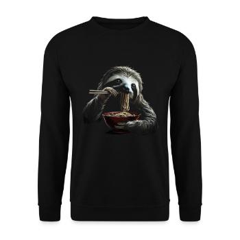 Funny Sloth Art Animal Sloth Ramen Noodle - Unisex Sweatshirt - black - Front - Alina (178cm) & Michal (187cm)