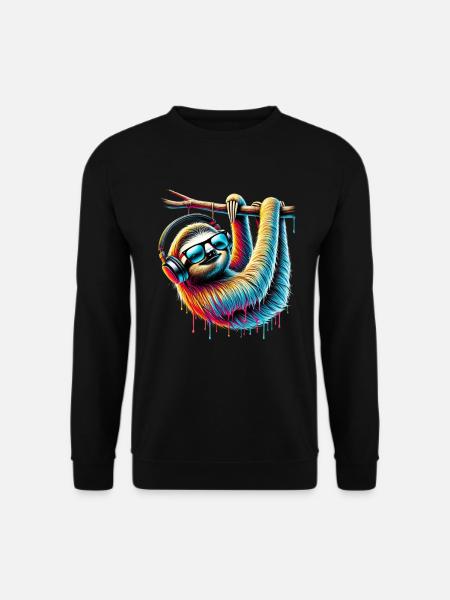 Lustiges Faultier Kunst Tier Sloth Wildtier Tiere - Unisex Pullover - Schwarz
