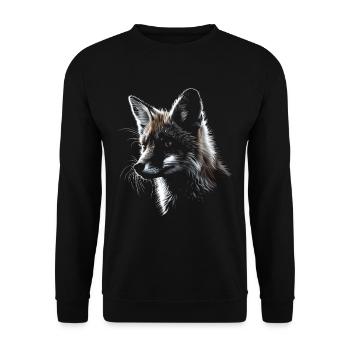 Lustiges Fuchs Fox Kunst Tier Natur Wildtier Tiere - Unisex Pullover - Schwarz - Vorne - Alina (178cm) & Michal (187cm)