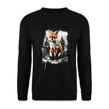 Drôle Renard Renard Art Animal Nature Animaux Animaux Sauvages - Sweat-shirt Unisexe - noir - Devant - Alina (178cm) & Michal (187cm)