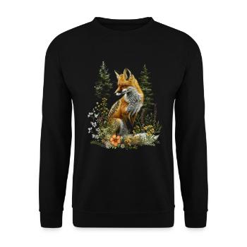 Funny Fox Fox Art Animal Nature Wildlife Animals - Unisex Sweatshirt - black - Front - Alina (178cm) & Michal (187cm)