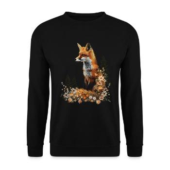 Lustiges Fuchs Fox Kunst Tier Natur Wildtier Tiere - Unisex Pullover - Schwarz - Vorne - Alina (178cm) & Michal (187cm)