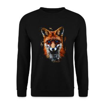 Lustiges Fuchs Fox Kunst Tier Natur Wildtier Tiere - Unisex Pullover - Schwarz - Vorne - Alina (178cm) & Michal (187cm)