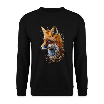 Lustiges Fuchs Fox Kunst Tier Natur Wildtier Tiere - Unisex Pullover - Schwarz - Vorne - Alina (178cm) & Michal (187cm)