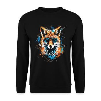 Lustiges Fuchs Fox Kunst Tier Natur Wildtier Tiere - Unisex Pullover - Schwarz - Vorne - Alina (178cm) & Michal (187cm)