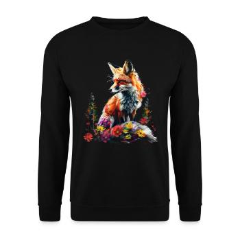 Lustiges Fuchs Fox Kunst Tier Natur Wildtier Tiere - Unisex Pullover - Schwarz - Vorne - Alina (178cm) & Michal (187cm)