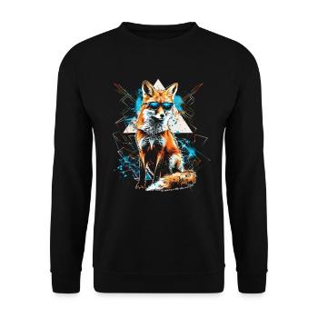 Lustiges Fuchs Fox Kunst Tier Natur Wildtier Tiere - Unisex Pullover - Schwarz - Vorne - Alina (178cm) & Michal (187cm)