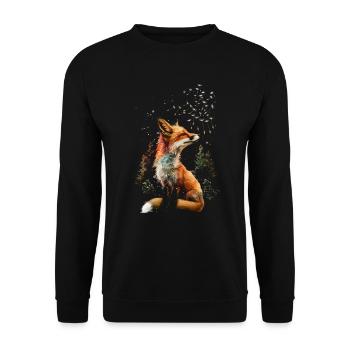 Lustiges Fuchs Fox Kunst Tier Natur Wildtier Tiere - Unisex Pullover - Schwarz - Vorne - Alina (178cm) & Michal (187cm)
