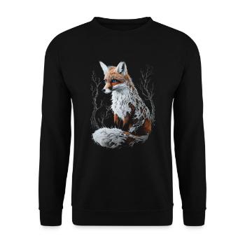 Lustiges Fuchs Fox Kunst Tier Natur Wildtier Tiere - Unisex Pullover - Schwarz - Vorne - Alina (178cm) & Michal (187cm)