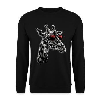 Giraffen Motiv Tier Tierliebhaber Wildlife Safari - Unisex Pullover - Schwarz - Vorne - Alina (178cm) & Michal (187cm)