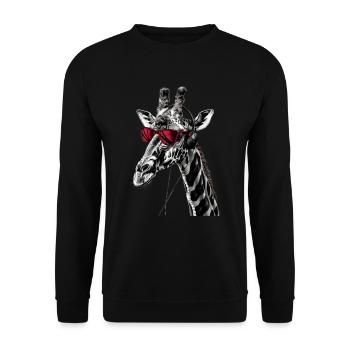 Giraffen Motiv Tier Tierliebhaber Kopfhörer Kunst - Unisex Pullover - Schwarz - Vorne - Alina (178cm) & Michal (187cm)