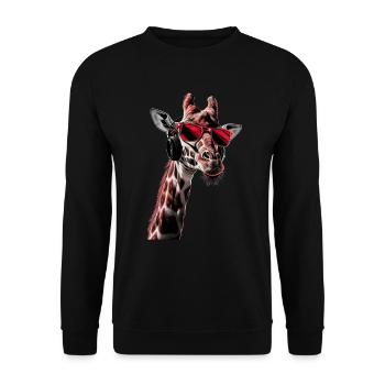 Giraffen Motiv Tier Tierliebhaber Kopfhörer Kunst - Unisex Pullover - Schwarz - Vorne - Alina (178cm) & Michal (187cm)