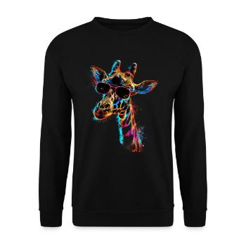 Girafe motif animal amoureux des animaux safari - Sweat-shirt Unisexe - noir - Devant - Alina (178cm) & Michal (187cm)