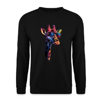 Giraffen Motiv Tier Tierliebhaber Wildlife Safari - Unisex Pullover - Schwarz - Vorne - Alina (178cm) & Michal (187cm)