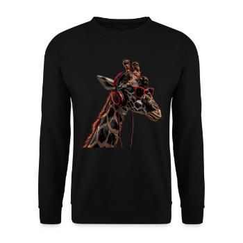 Girafe motif animal animal amoureux des écouteurs Art - Sweat-shirt Unisexe - noir - Devant - Alina (178cm) & Michal (187cm)