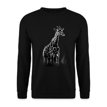 Giraffen Motiv Tier Tierliebhaber Wildlife Safari - Unisex Pullover - Schwarz - Vorne - Alina (178cm) & Michal (187cm)