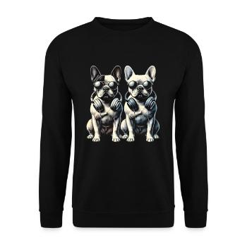 Lustige Französische Bulldogge Kunst Tier Hunde - Unisex Pullover - Schwarz - Vorne - Alina (178cm) & Michal (187cm)