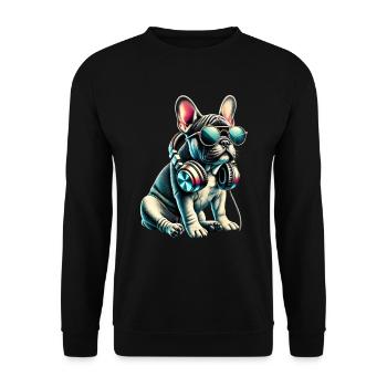Lustige Französische Bulldogge Kunst Tier Hunde - Unisex Pullover - Schwarz - Vorne - Alina (178cm) & Michal (187cm)
