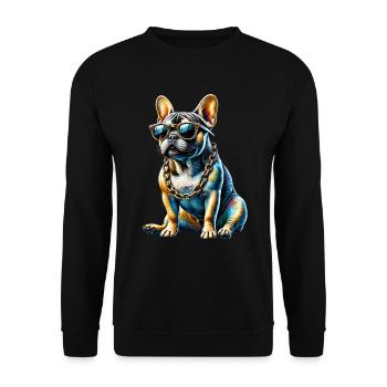Lustige Französische Bulldogge Kunst Tier Hunde - Unisex Pullover - Schwarz - Vorne - Alina (178cm) & Michal (187cm)