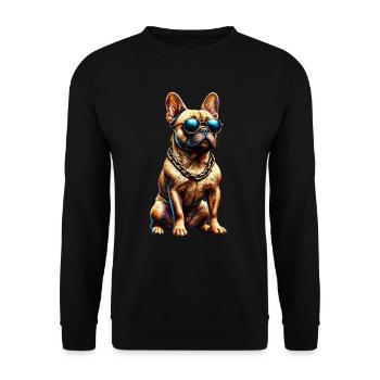 Lustige Französische Bulldogge Kunst Tier Hunde - Unisex Pullover - Schwarz - Vorne - Alina (178cm) & Michal (187cm)