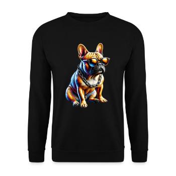 Lustige Französische Bulldogge Kunst Tier Hunde - Unisex Pullover - Schwarz - Vorne - Alina (178cm) & Michal (187cm)