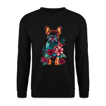 Lustige Französische Bulldogge Kunst Tier Hunde - Unisex Pullover - Schwarz - Vorne - Alina (178cm) & Michal (187cm)