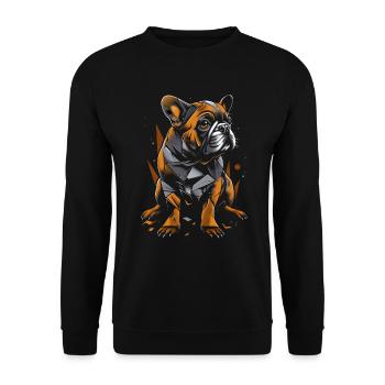 Lustige Französische Bulldogge Kunst Tier Hunde - Unisex Pullover - Schwarz - Vorne - Alina (178cm) & Michal (187cm)