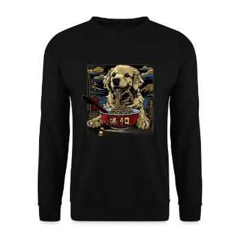 Motif Chien Manga Ramen Nouille Chien Anime Art - Sweat-shirt Unisexe - noir - Devant - Alina (178cm) & Michal (187cm)