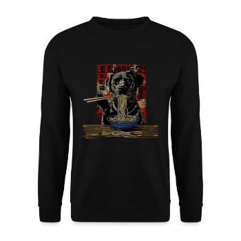 Motif Chien Manga Ramen Nouille Chien Anime Art - Sweat-shirt Unisexe - noir - Devant - Alina (178cm) & Michal (187cm)