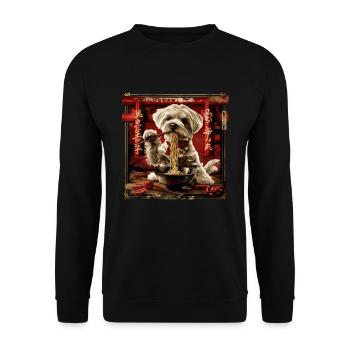 Motif Chien Manga Ramen Nouille Chien Anime Art - Sweat-shirt Unisexe - noir - Devant - Alina (178cm) & Michal (187cm)