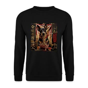 Motif Chien Manga Ramen Nouille Chien Anime Art - Sweat-shirt Unisexe - noir - Devant - Alina (178cm) & Michal (187cm)