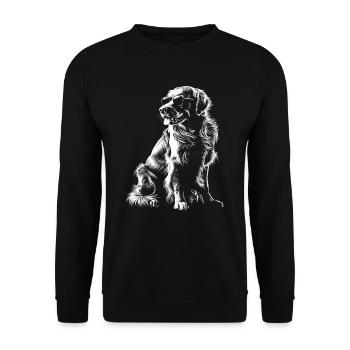 Hund Motiv Tier Tierliebhaber Hunde Kunst Golden - Unisex Pullover - Schwarz - Vorne - Alina (178cm) & Michal (187cm)