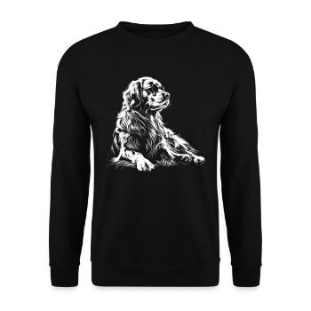 Hund Motiv Tier Tierliebhaber Hunde Kunst Golden - Unisex Pullover - Schwarz - Vorne - Alina (178cm) & Michal (187cm)