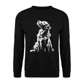 Hund Motiv Tier Tierliebhaber Hunde Kunst Golden - Unisex Pullover - Schwarz - Vorne - Alina (178cm) & Michal (187cm)
