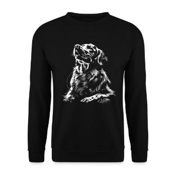 Hund Motiv Tier Tierliebhaber Hunde Kunst Golden - Unisex Pullover - Schwarz - Vorne - Alina (178cm) & Michal (187cm)