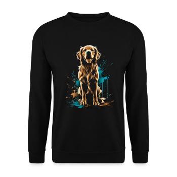 Lustige Golden Retriever Hund Kunst Hundebesitzer - Unisex Pullover - Schwarz - Vorne - Alina (178cm) & Michal (187cm)