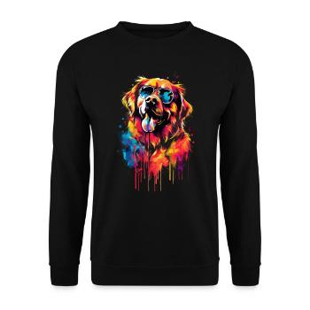 Lustige Golden Retriever Hund Kunst Hundebesitzer - Unisex Pullover - Schwarz - Vorne - Alina (178cm) & Michal (187cm)