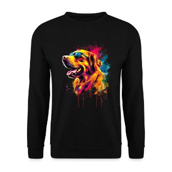 Lustige Golden Retriever Hund Kunst Hundebesitzer - Unisex Pullover - Schwarz - Vorne - Alina (178cm) & Michal (187cm)