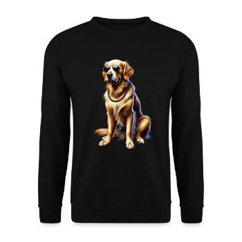 Lustige Golden Retriever Hund Kunst Hundebesitzer - Unisex Pullover - Schwarz - Vorne - Alina (178cm) & Michal (187cm)