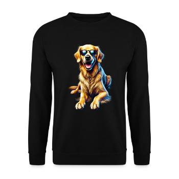 Lustige Golden Retriever Hund Kunst Hundebesitzer - Unisex Pullover - Schwarz - Vorne - Alina (178cm) & Michal (187cm)