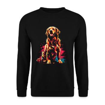 Lustige Golden Retriever Hund Kunst Hundebesitzer - Unisex Pullover - Schwarz - Vorne - Alina (178cm) & Michal (187cm)