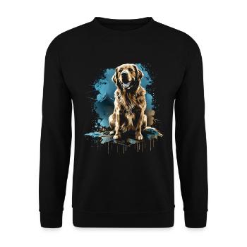 Lustige Golden Retriever Hund Kunst Hundebesitzer - Unisex Pullover - Schwarz - Vorne - Alina (178cm) & Michal (187cm)
