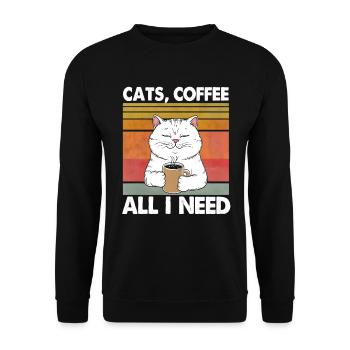 Drôle Chat Art Chat Propriétaire Chats Café - Sweat-shirt Unisexe - noir - Devant - Alina (178cm) & Michal (187cm)